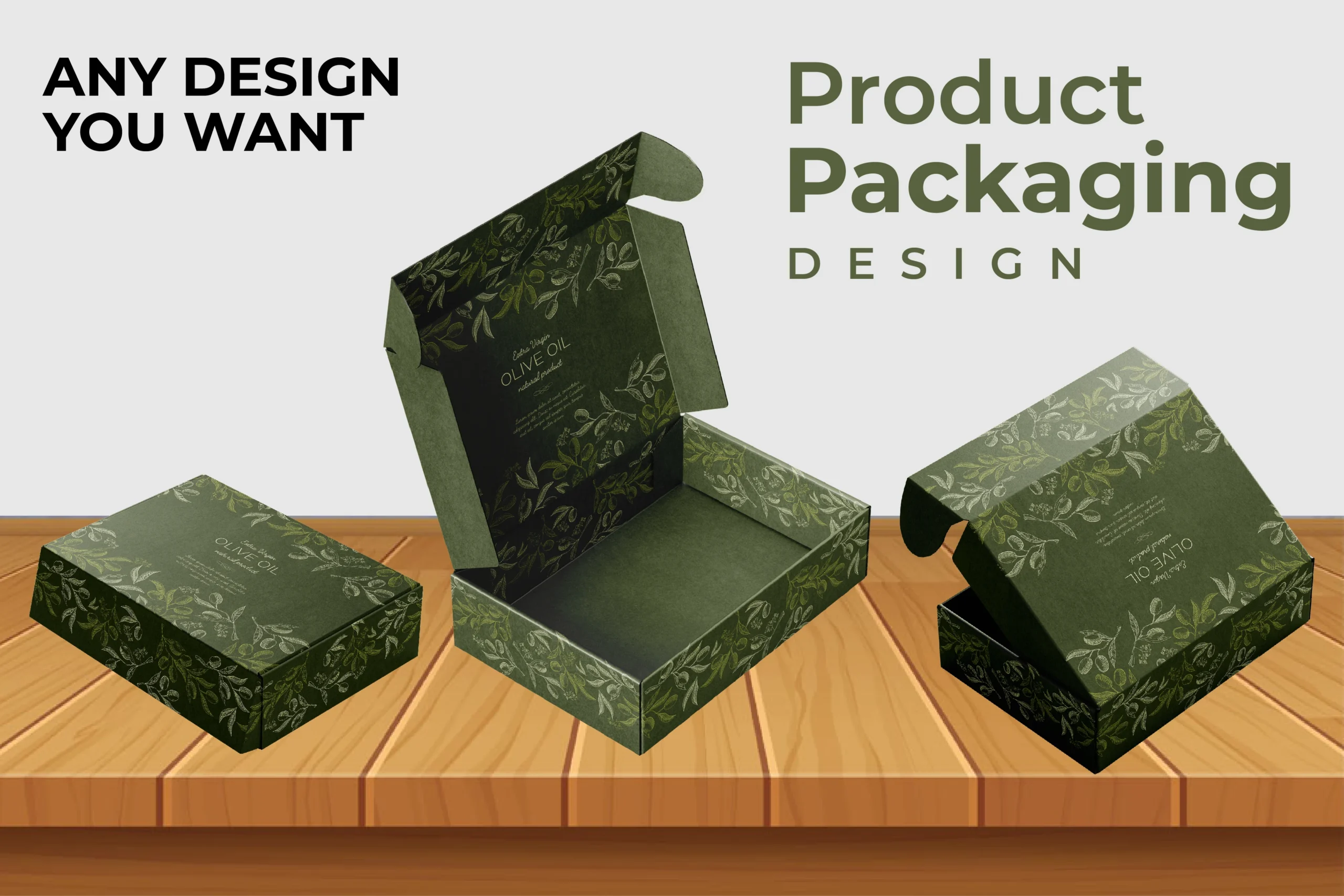 I will do packaging box design, product box design, mailer box design for your company