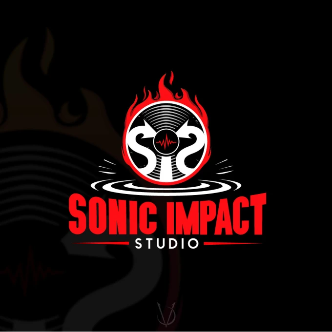 Modern dj music, rock, hip hop and entertainment logo
