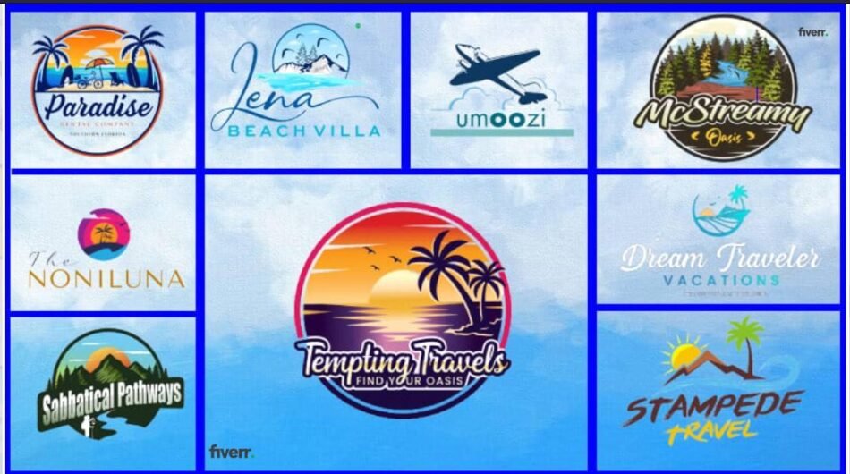 Unique travel agency and summer vacation logo