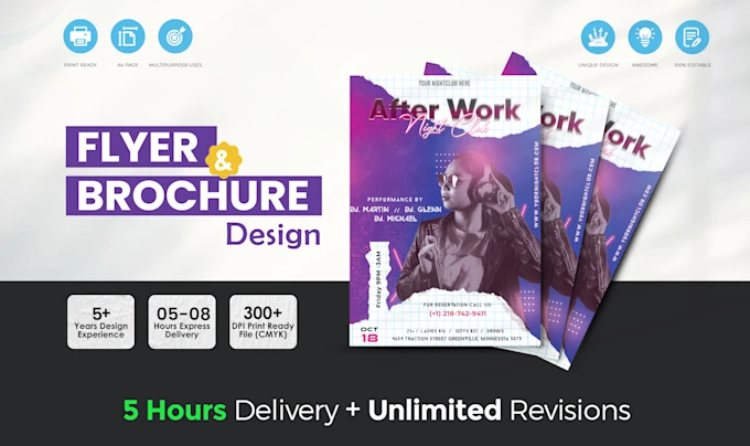 I will do flyer design, postcard, print ad design or poster design