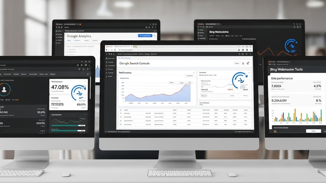 I will set up or update Google Search Console, Analytics, and Bing Webmaster Tools